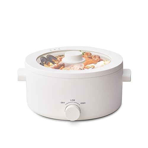 Hot Pot Electric, 3L Portable Electric Pot with Ceramic Non-stick Coating, Dual Power Multi-functional Romen Cooker for Steak, Pasta, Hot Pot, Ramen, Quick Heating and Overheat Protection