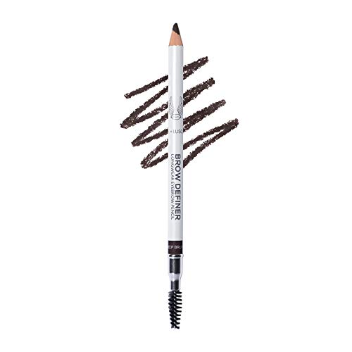 True + Luscious Brow Definer Pencil - Pomade & Powder Combo With Organic Castor Oil - Fills, Shapes Eyebrows - Waterproof - Deep Brunette