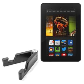 BoxWave Stand and Mount Compatible with Kindle Fire HDX 7 (3rd Gen 2013) - Desktop Aluminum SoloStand, Adjustable Hands-Free Portable with Rubber Feet - Jet Black