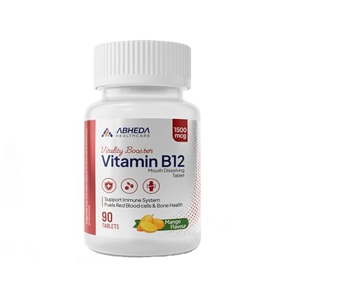 Image of Vitamin B12 1500mcg Tablets - Fast Absorbing Mouth Dissolving Supplement - Delicious Mango Flavor - 90 Count - High Potency for Energy, Metabolism & Immune Support