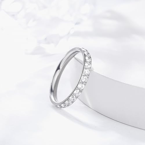 THREE KEYS JEWELRY Women's 2mm 3mm Titanium Ring Silver/Gold/Rose Gold Plated Wedding Band Engagement Ring with Shining Cubic Zirconia2