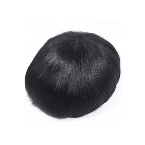 Cabello masculino Peluca de cabello humano con encaje transpirable for hombre, sistema reemplazo peluca, PU Pelucas de uso diario(8x10)
