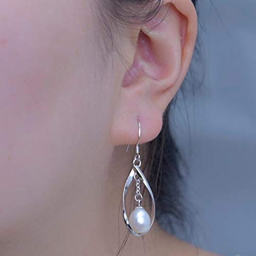 Boucles d'oreilles géométriques argent 925 hypoallergénique et perles - 2