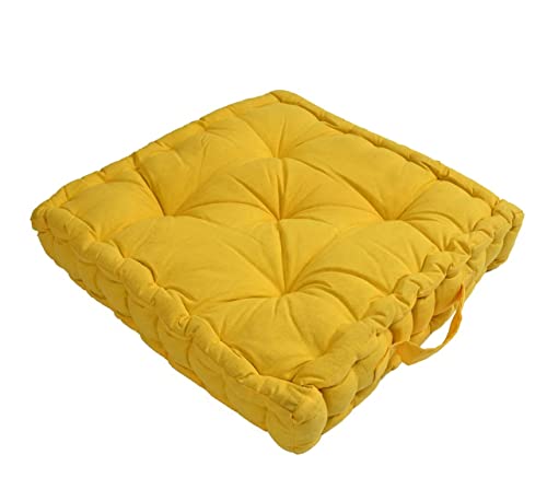 Square Floor Cushions 40 x 40 x 8 cm - Solid Dyed Canvas with Cot...