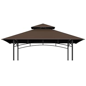 Grill Gazebo Replacement Top, 5 * 8 Outdoor BBQ Top Cover, Double Layer BBQ Gazebo Top Canopy for Model #L-GG001PST-F(Brown)