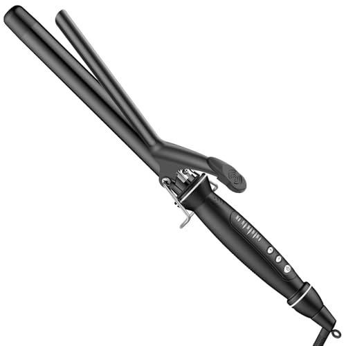 SAOSA 1 Inch (25mm) Extra Long Barrel Curling Iron for Long Hair Ceramic Tourmaline Wand with Clamp Fast Heating & Auto Shut-Off Dual Voltage Travel Hair Curler Including Glove