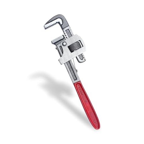 Image of Padmakshi Tools Pipe Wrench 12 Inch - Heavy Duty Steel Plumbing Wrench (Red) | Adjustable Jaw, Anti-Rust Finish | Ideal for Home & Professional Use - Durable & High Grip Tool