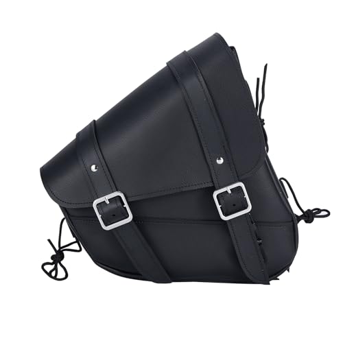 GARGOYLE BELLS Motorcycle Saddle Bags Leather Solo Swing Arm Bag for Softails and Choppers Motorcycle Luggage Bags Left Side Bag for Motorcycle (Black PVC, Right Side)