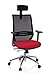 Produktbild hjh OFFICE 820019 Profi Bürostuhl PROFONDO PRO Stoff Schwarz/Rot Drehstuhl mit Netzrücken, Armlehnen & Kopfstütze verstellbar
