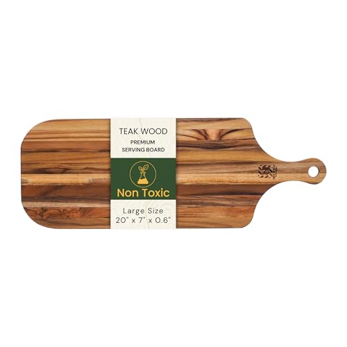 Tabla de cortar rectangular de madera de teka 19.7 x 7.1 x 0.6 pulg miniatura 1