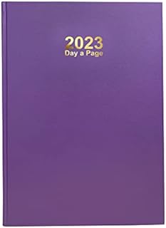 Precious 2023 A4 One Day to a Page Diary with Full Page of Saturday & Sunday Hardback Cover Planner Organiser Diary (Purple)