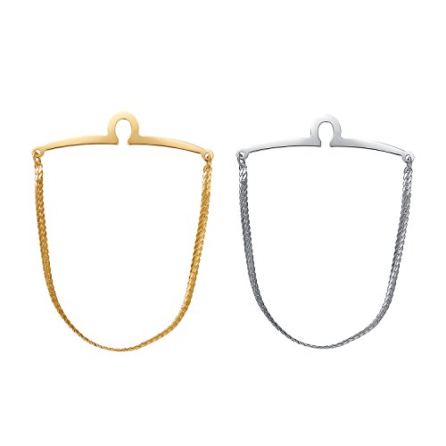 Yoursfs Tie Chain for Mens Loop Men's Double Color Link Chain Cravat Collar tie Clip