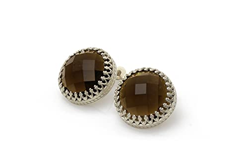 Boucles d'oreilles en argent pour femmes quartz fumé Anémone bijoux mariage