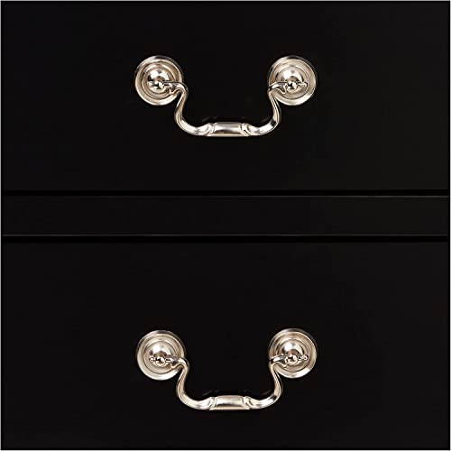 Image of Louis Philippe III Antique Wood Black nightstand with 2 Storage Drawers for Bedroom Living Room and Lounge