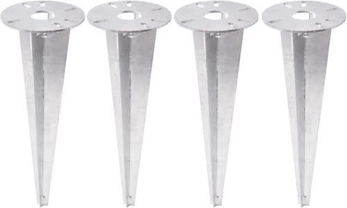 TRIBECCO Piquet à enfoncer pour lampe de jardin - Diamètre : 116 x 300 mm - Avec ouverture de 30 mm de diamètre pour le guidage des câbles - Acier plat galvanisé à chaud - Ancrage au sol pour