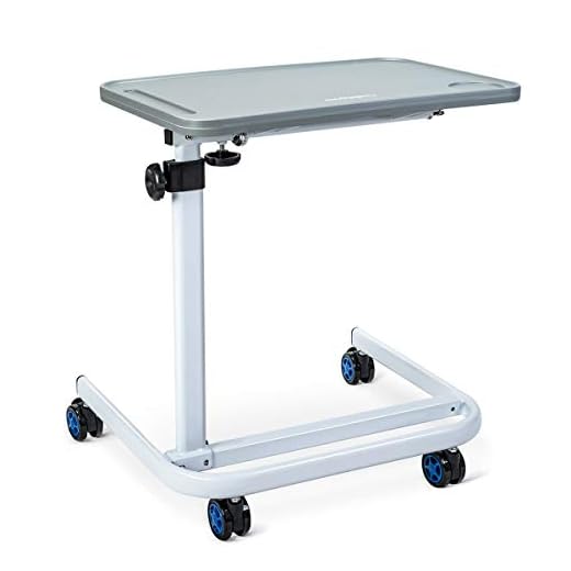 OasisSpace Overbed Table, Hospital Bed Table with Holder, Adjustable Over Bedside with Wheels for Hospital and Home Use - Laptop, Reading, Eating Cart Stand - Bedridden, Elderly, Senior