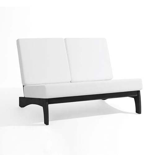 Image of Pia Ricoo 1-Piece Patio Furniture Set, Outdoor Loveseat with 4.5-Inch Thick Cushions, All-Weather Outdoor Sofa for Backyard, Deck, Lawn - Beige /Dark (Split Back)