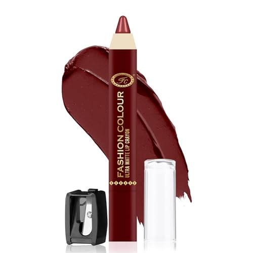Image of FASHION COLOUR Ultra Matte Lip Crayons With Free Sharpener | Smudge Proof And Waterproof | For Hydration And Moisturization | Long Lasting Lipwear with Matte Finish, Cruelty-free and Paraben-free - 2.5 gm(Hazel Lips)