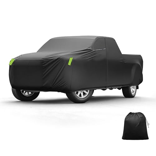 Image of X AUTOHAUX Waterproof Truck Car Cover for 229-242 Inch Trucks All Weather Protection Anti-UV Windproof with Left Side Zipper and Mirror Pockets