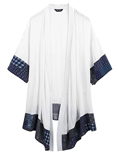 COOFANDY Men's Ruffle Shawl Collar Lightweight Cardigan Long Kimono Jackets Open Front Drape Cape Coat4