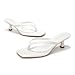 LULLASONG Women's White Kitten Heels Sandals Square Open Toe Flip Flop Heels 1.8-2 Inch Heeled Sandals for Women