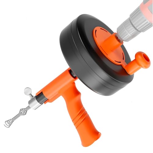 Furet Déboucheur Canalisation 7,6M - Spirale de Nettoyage Tuyau avec Embout de Perçage, Tambour Métallique, Mode 2 en 1 Électrique et Manuel pour Évier,...