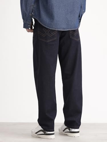 Image of WROGN Men's Pure Cotton Jeans | Solid | Loose Fit