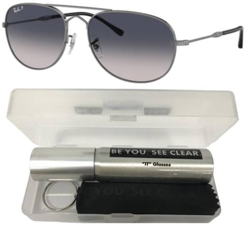 Ray-Ban RB3735 Sunglasses Bundle: RB 3735 BAIN BRIDGE 004/78 Gunmetal/Blue Gradient Polar Crystal Polarized and Eyewear Cleaning Kit2