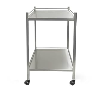 SAIFIX Stainless Steel 2 Shelf Medical Instrument Trolley (40 L - 40 W - 76 H CM's)