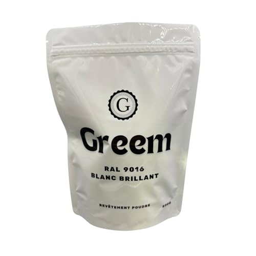 Greem - Revetement Peinture en Poudre - Thermolaquage (Ral 9016 Blanc brillant, 500 g)