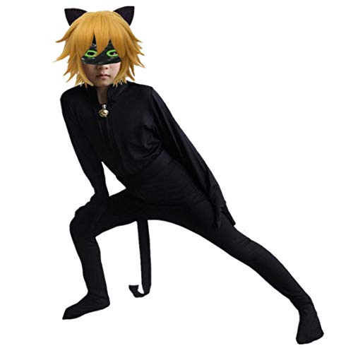 wetry - Miraculous Gato Negro Niño Adulta Halloween Cosplay Disfraces Christmas Carnival Ropa 5PCS