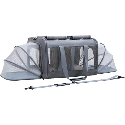 Joxoilso 猫 キャリーバッグ 折りたたみ 拡張 猫 バッグ 軽量 ペットの外出ポータブル 2 匹の猫 ハッチバック分離 小型犬の外出バッグ 通気性が良い 移動便利 小型犬 小動物 多頭 旅行 アウトドア ポータブルケージ ペット用キャリー (拡張可