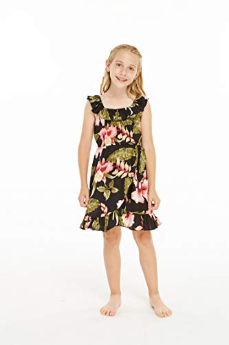 Image of Family Matching Hawaiian Clothes, Black Rafelsia | Lightweight 100% rayon • Family matching outfits • Beach vacations • Luaus • Cruises • Family photos