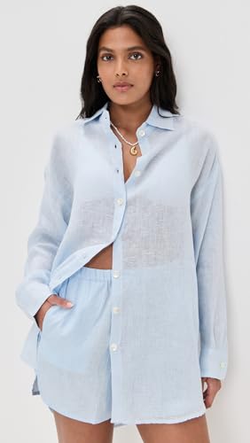Women's Swimwear Playa Linen Boyfriend Shirt Swimsuit Cover Up2