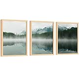 EXCOOL CLUB Misty Mountain Wall Art - 12x16 Foggy Mountain Pictures Wall Decor, Large Foggy Forest Wall Art, Pine Tree Scenic Landscape Print Scenery Nature Poster for Bedroom (UNFRAMED)