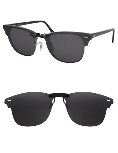 Polarized Clip-on Sunglasses for Ray-Ban Clubmaster RB3016 51-21 for Men Women UV Protection-Black