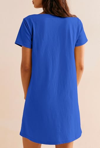 Image of AlvaQ Womens Solid Color Casual Summer Square Neck Short Sleeve Mini Dresses with Pockets
