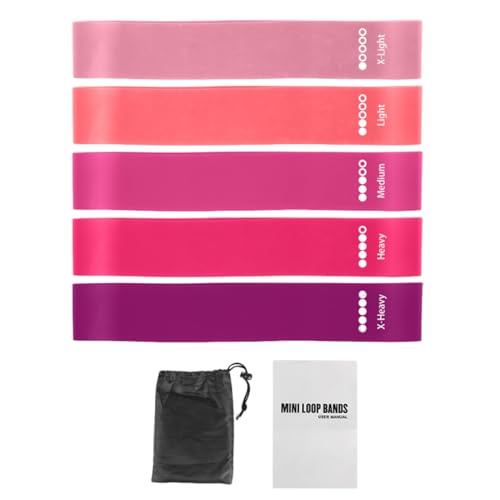 Bandas de resistencia – 60 x 5 cm TPE banda de pilates | Bandas elásticas de ejercicio – Banda elástica duradera para yoga con 5 niveles de fuerza – Entrenamiento de sentadillas de cadera para