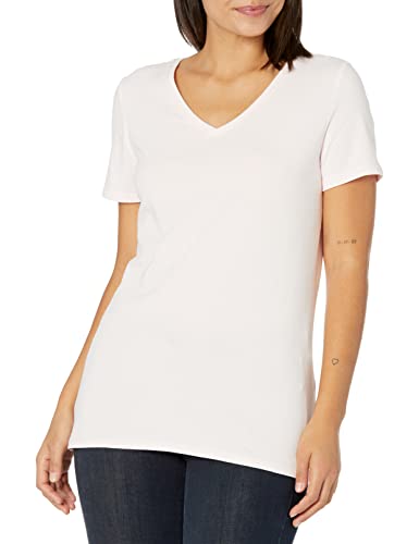 Image of Amazon Essentials Women's Regular-Fit Short-Sleeve V-Neck T-Shirt, Pack of 2
