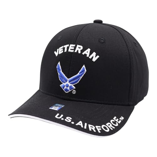 US Air Force Official Licensed Premium Quality Military Baseball Cap (US Alpha One Size Black (Small Veteran))