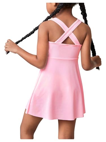 WDIRARA Girl's Tennis Dress Sleeveless Crisscross Back Athletic Workout Tank Dresses