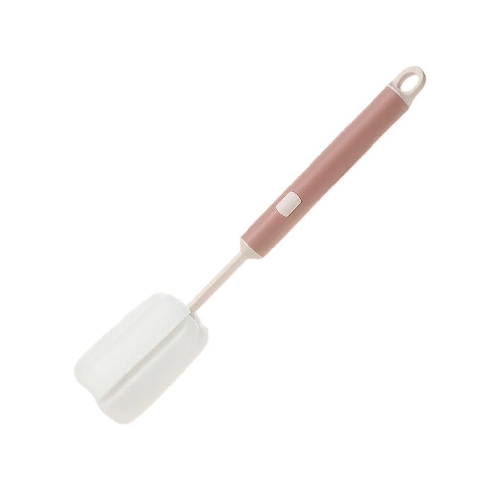 Sunrrafck Pink 1Pc Sponge Cleaning Cup Brush Long Handle For Coffee Glasses Pot Milk Mugs Wine Bottle Kitchen Dish Washing(Pink)