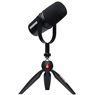 SHURE シュア MV7 ポッドキャストキット : ダイナミックマイク+USBケーブル+スタンド, 実況/配信/ゲーミング/テレワーク MOTIVシリーズ iOS Android Mac Windows対応 MV7-K-BNDL-J ブラック【国内正規品/メーカー保証2年】