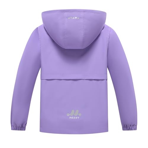 Image of MGEOY Boys Girls Rain Jacket Lightweight Waterproof Hooded Fleece Lined Raincoat Windbreakers for Kids