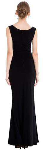 Image of ANGEL FASHIONS Women's Sheer Gold Sequined Black Splicing Evening Dress