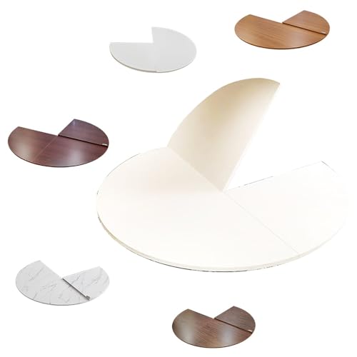 Mesa plegable redonda portátil de 140 cm, 55 cm, parte superior de madera expandible, diseño que ahorra espacio, sin patas, ideal para espacios pequeños en interiores y exteriores, elegante acabado