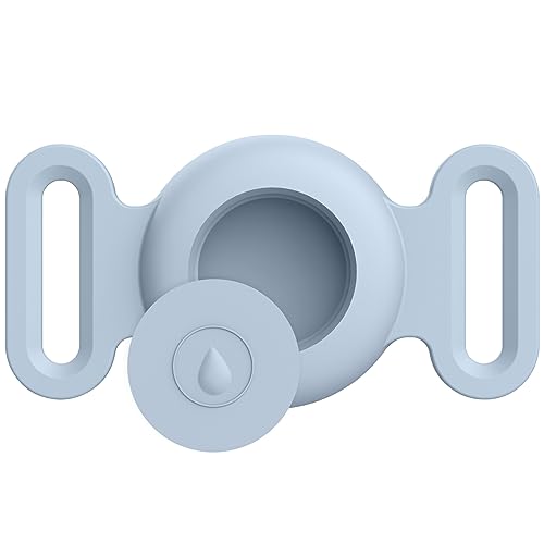 YGTBSR Airtag ケース Airtag ホルダー ペット 犬 猫用 防水 傷つきにくい 軽量 紛失防止シリコン エアタグホルダーケースと互換性あり ペット 猫 犬 リードバッグ バックパック 財布 鍵 荷物 (M, ブルーグレー)