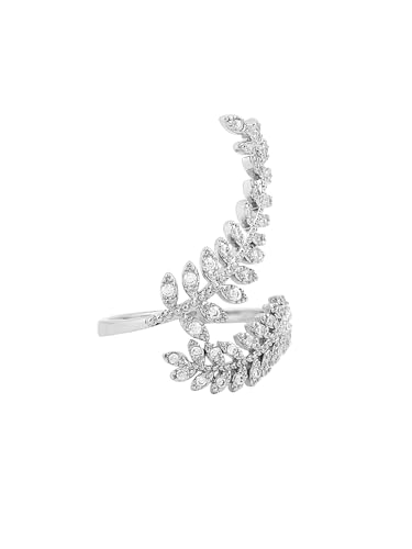 Yellow Chimes Adjustable Crystal Ring for Women and Girls | Silve...