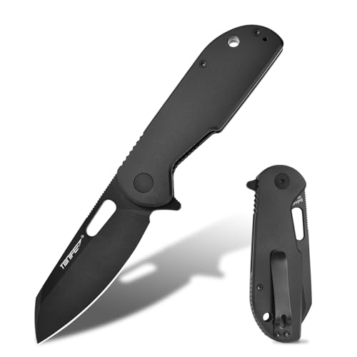 TONIFE Galaxy Mini cuchillo plegable con hoja de acero D2 y mango de aluminio, herramienta de bolsillo EDC para acampar, senderismo y supervivencia (Titanio negro)