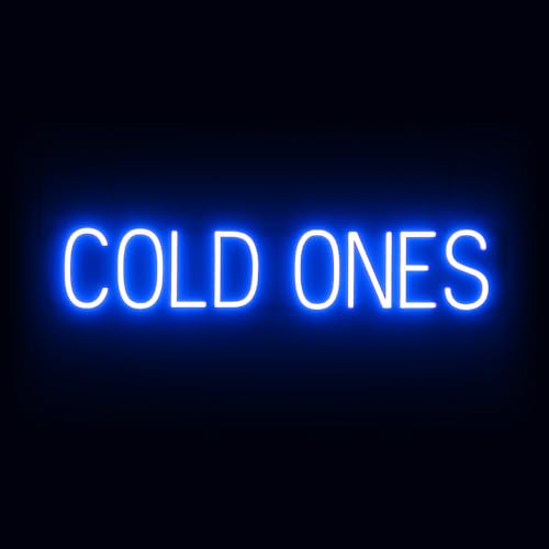 Image of SpellBrite LED Neon COLD ONES Sign for Business - Blue, 34 inch x 6 inch | Ultra-Bright Click-Together Signage for Bars & Restaurants, with Visibility from 500 ft - 8 Animations, 6 Brightness Levels